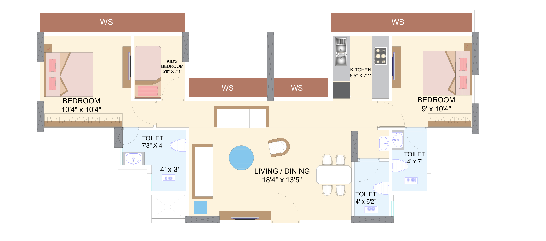 1 BHK luxury residence layout